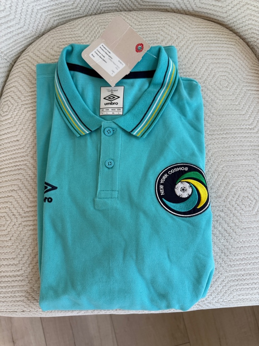 New York Cosmos Teal Soccer Polo Shirt new with tags